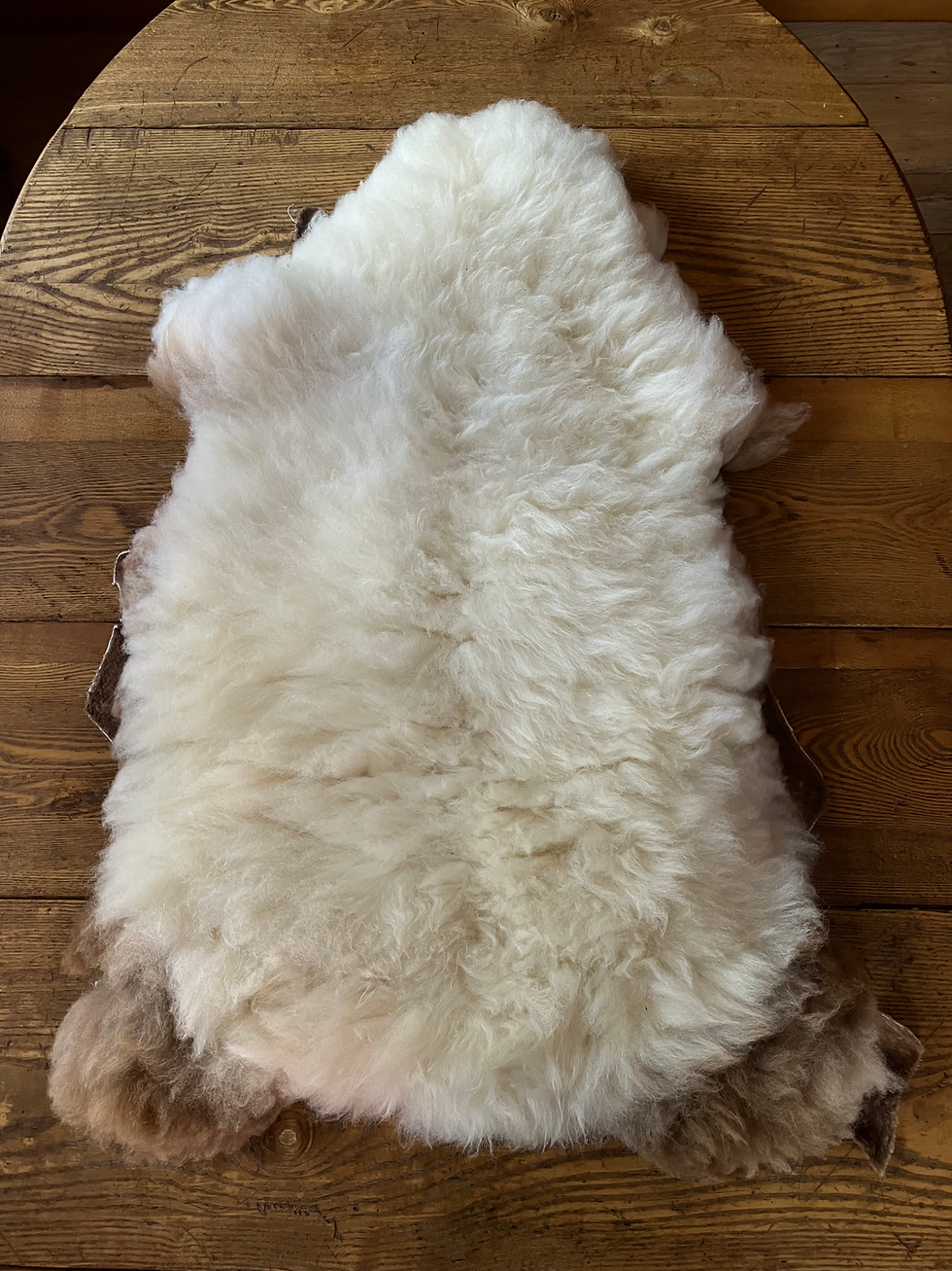 Thumbnail: white with brown edges multicolored sheepskin naturally tanned