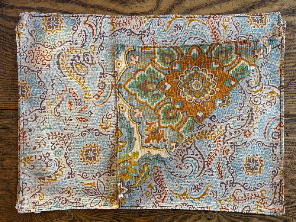 Thumbnail: Reversible Cotton Placemats - Floral & Geometric