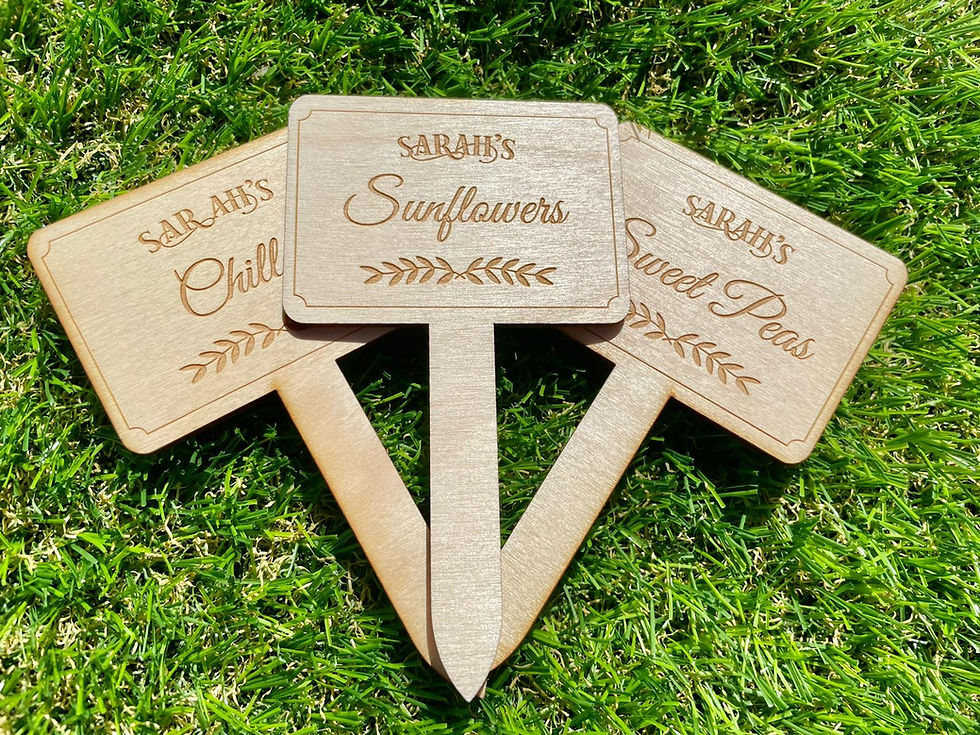 Thumbnail: Personalised Eco Wooden Plant Makers T -Type Garden Markers - Set of 10