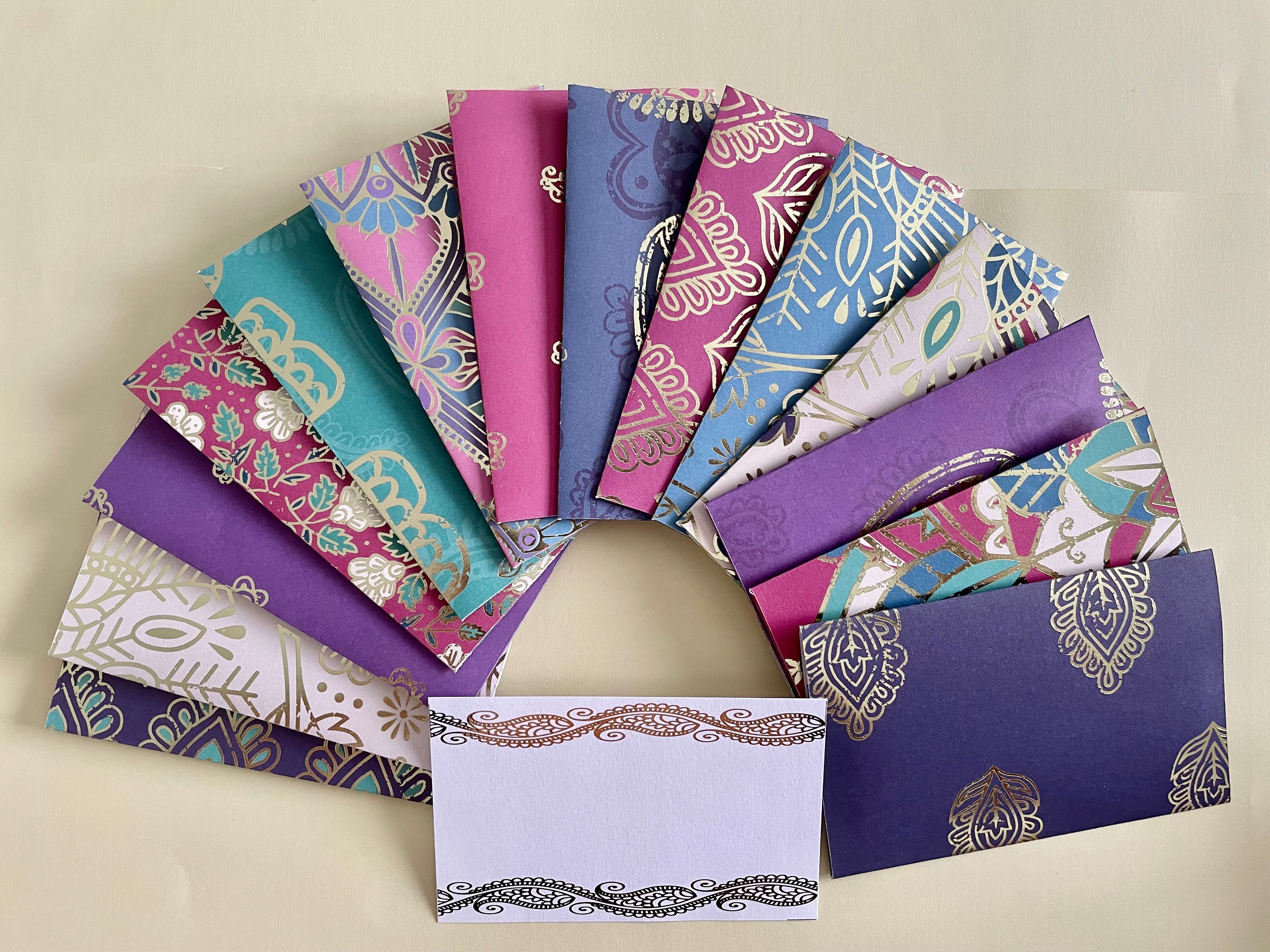 Mini Eastern Inspired Gold Foil Mixed Pack of Money Envelopes with Insert Card
