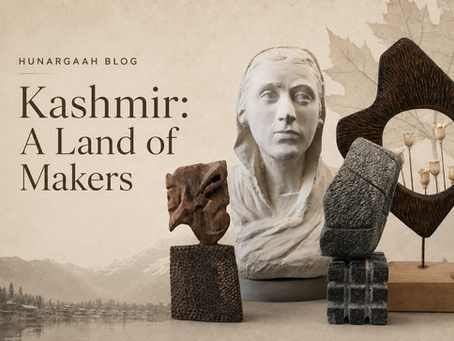 Kashmir a land of makers blog poster containing art by kashmiri artists