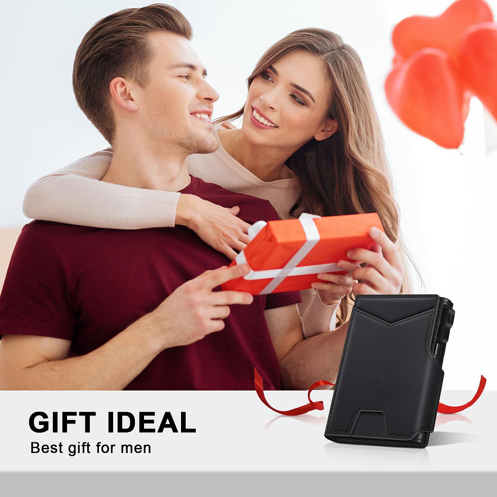 Thumbnail: New Black Leather Wallet for Men Slim Bifold RFID Blocking Wallet with Pop-Up Me