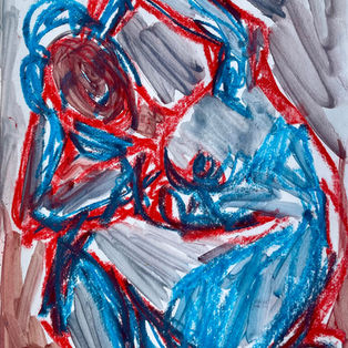 Life Study. 21 x 29.7 cm. Oil Pastel and metallic watercolour on paper. 2022.