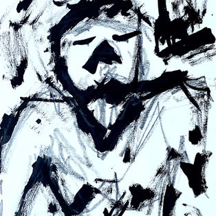 Life Study. 29.7 x 42 cm. Pencil, Charcoal and Indian Ink on paper. 2023.