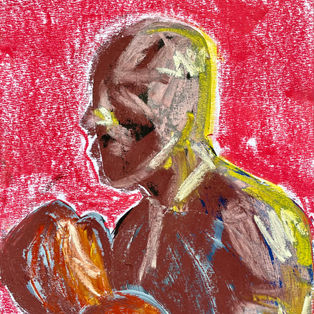 Muay Thai Portrait. 21 x 29.7cm. Gouache and soft pastel on grey paper. 2023.