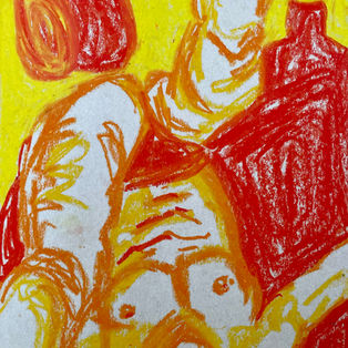 Life Study. 21 x 29.7 cm. Oil pastel and on grey paper. 2022.