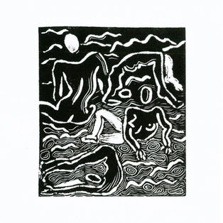 Bodies. 21 x 29.7 cm. Linoleum print on paper. 2022.