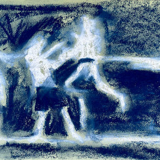 Muay Thai Fight. 21 x 29.7cm. Soft Pastel on green paper. 2023.