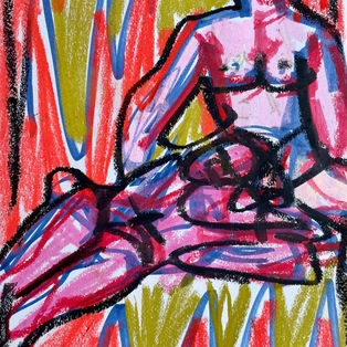 Life Study. 21 x 29.7 cm. Soft pastel and metallic watercolour on grey paper. 2022.