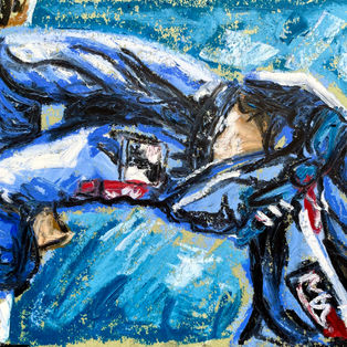 BJJ. 21 x 29.7cm. Oil Pastel on green paper. 2023.
