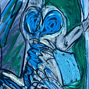 Life Study. 21 x 29.7 cm. Soft pastel and metallic watercolour on black paper. 2022.