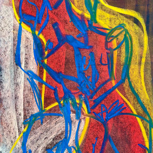 Life Study. 21 x 29.7 cm. Soft pastel and metallic watercolour on black paper. 2022.