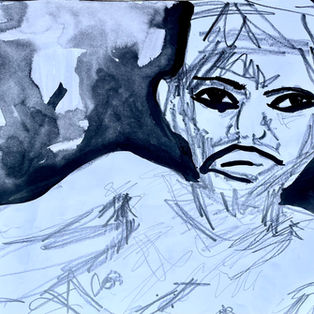 Life Study. 29.7 x 42 cm. Pencil, Charcoal and Indian Ink on paper. 2023.