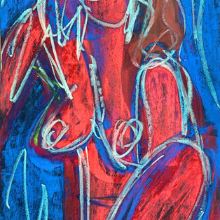 Life Study. 21 x 29.7 cm. Soft pastel and metallic watercolour on black paper. 2022.