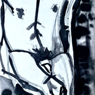 Life Study. 29.7 x 42 cm. Pencil, Charcoal and Indian Ink on paper. 2023.