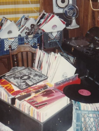 vinyl records and crates
