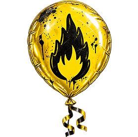 Flat flame emblem on yellow balloon