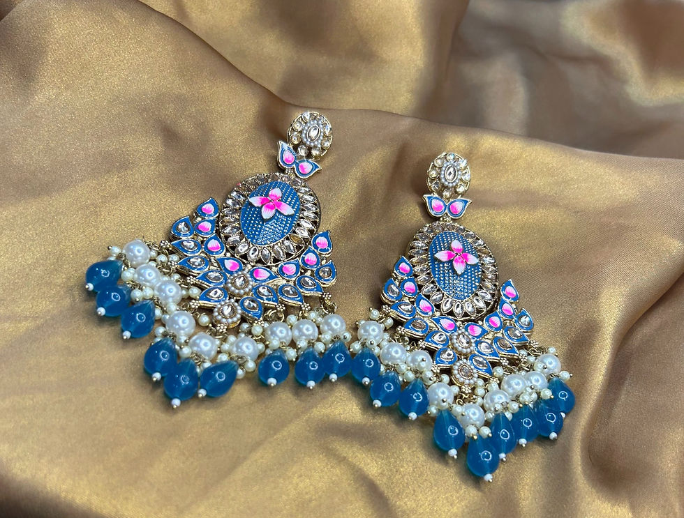 Rukmani Indigo Meenakari Earrings