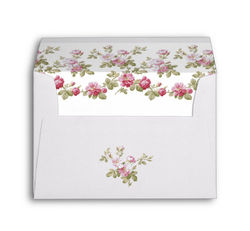 Elegant pink rose garland envelope.