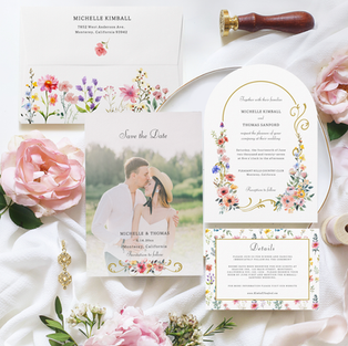 spring or summer wildflower wedding invitations and stationery