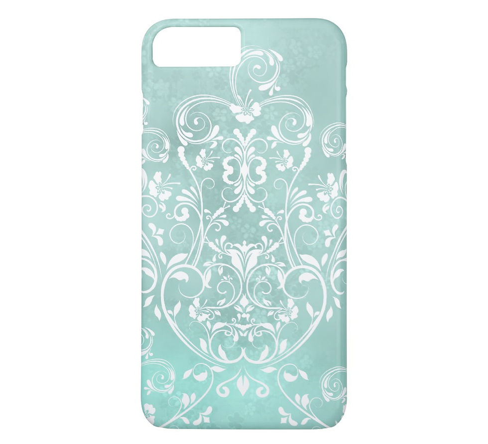 White and mint damask