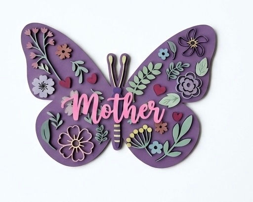 Mother's day wall art design Butterfly, Circle and Heart. Digital File