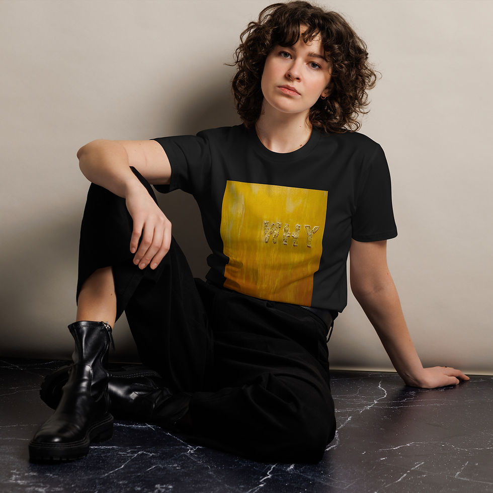 Thumbnail: Model sitting in Modern wearable canvas expressing identity, thought , and creativity