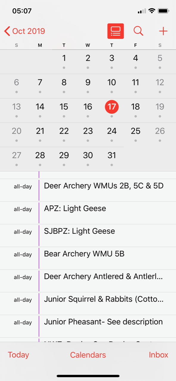 PA HUNTING SEASON MOBILE CALENDAR