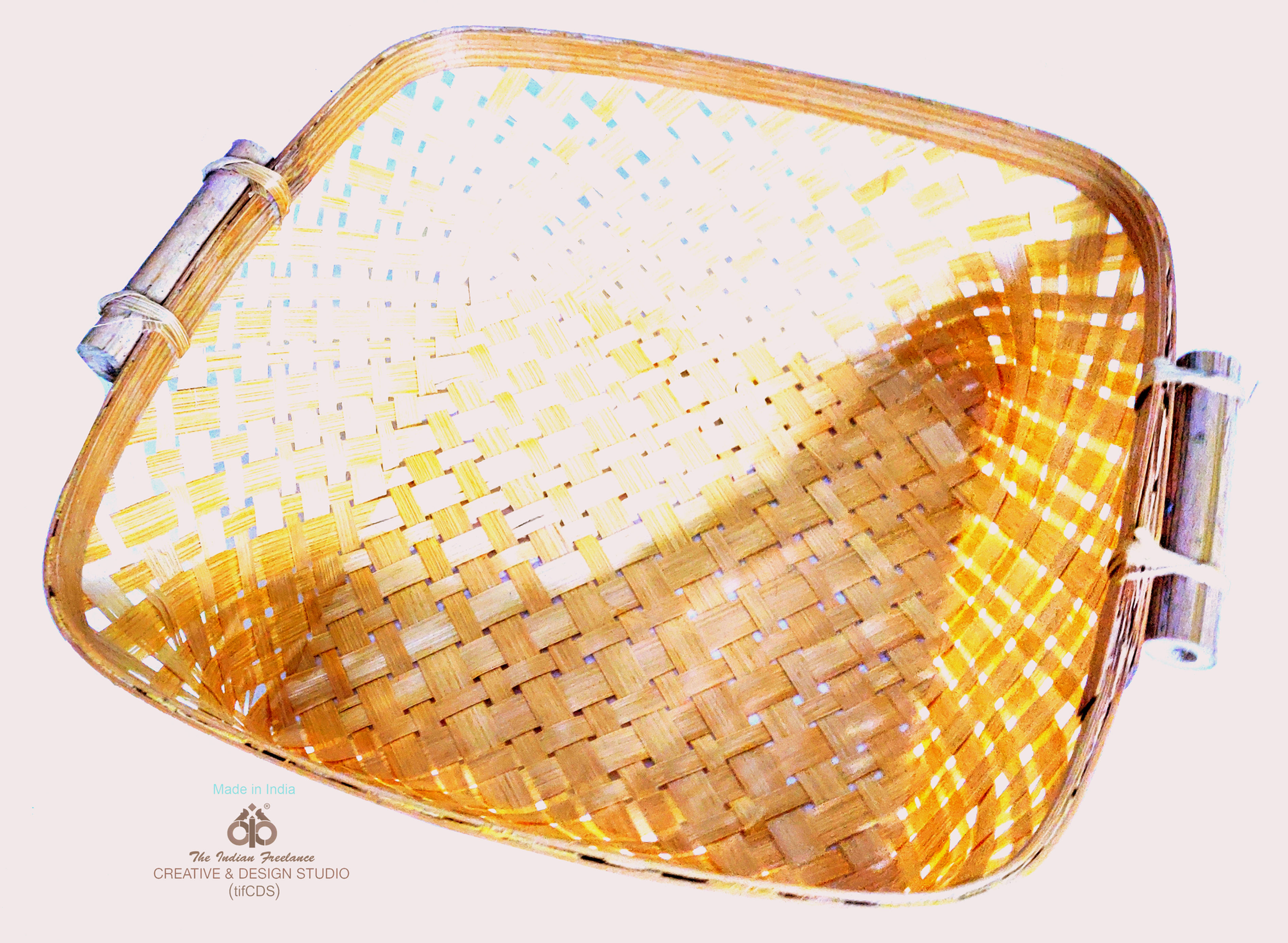 Square Bamboo Baskets - side handles