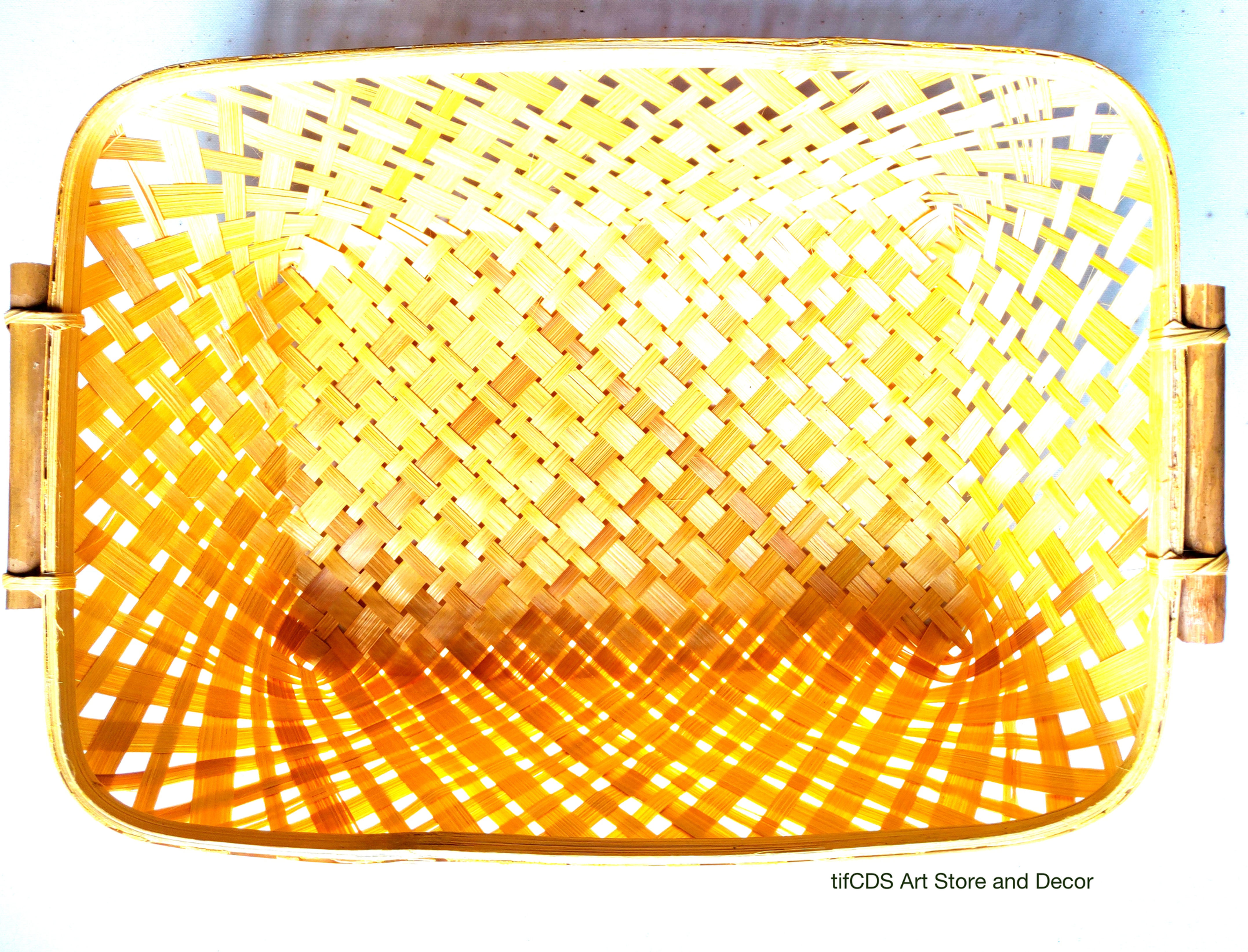 Rectangular Bamboo Baskets - side handles