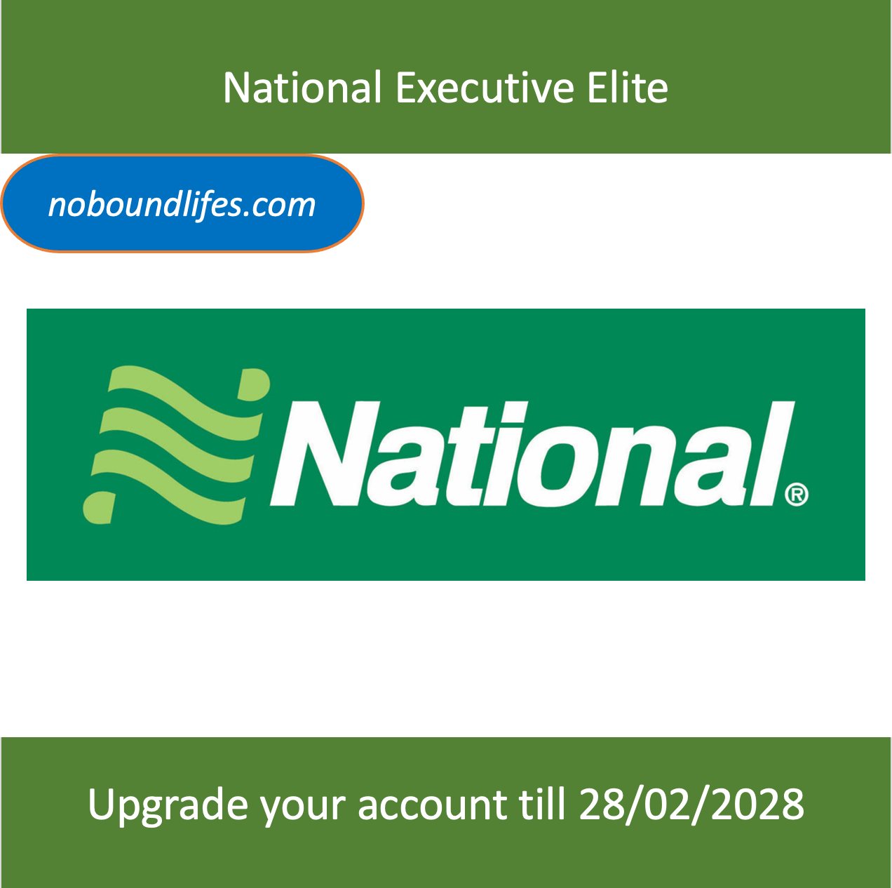 National Car Rental Executive Elite Upgrade till 28/2/2028