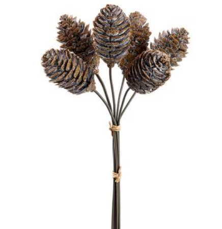 Plastic Pine Cone Bundle Whitewashed 10"