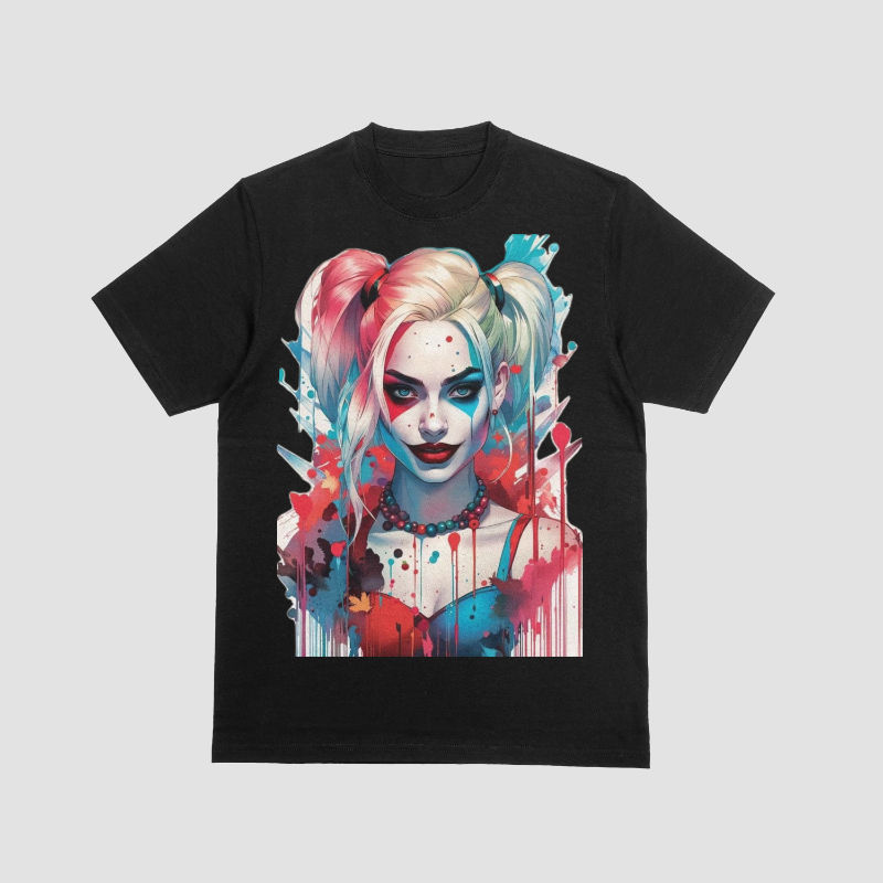 Thumbnail: Harley Quinn T-shirt: Colorful portrait