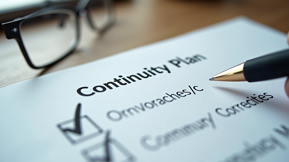 Close-up view of a checklist for business continuity plan components