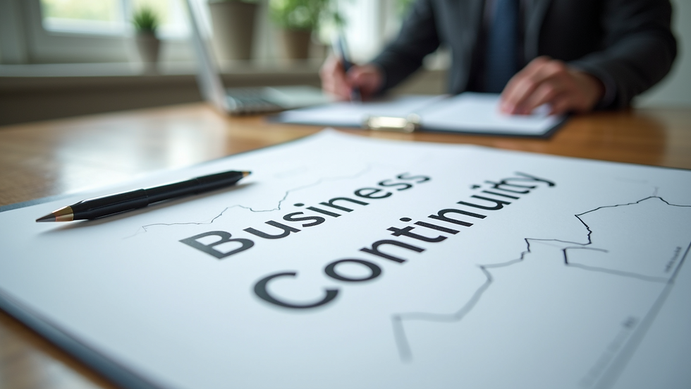 High angle view of a business continuity plan document on a desk