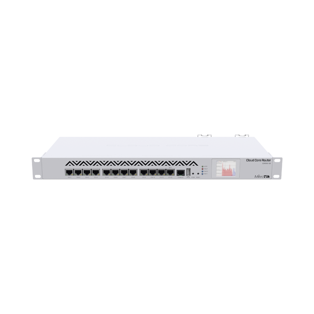 Cloud Core Router, CPU 16 Núcleos, Throughput 17.8Mpps/12Gbps CCR1016-12G