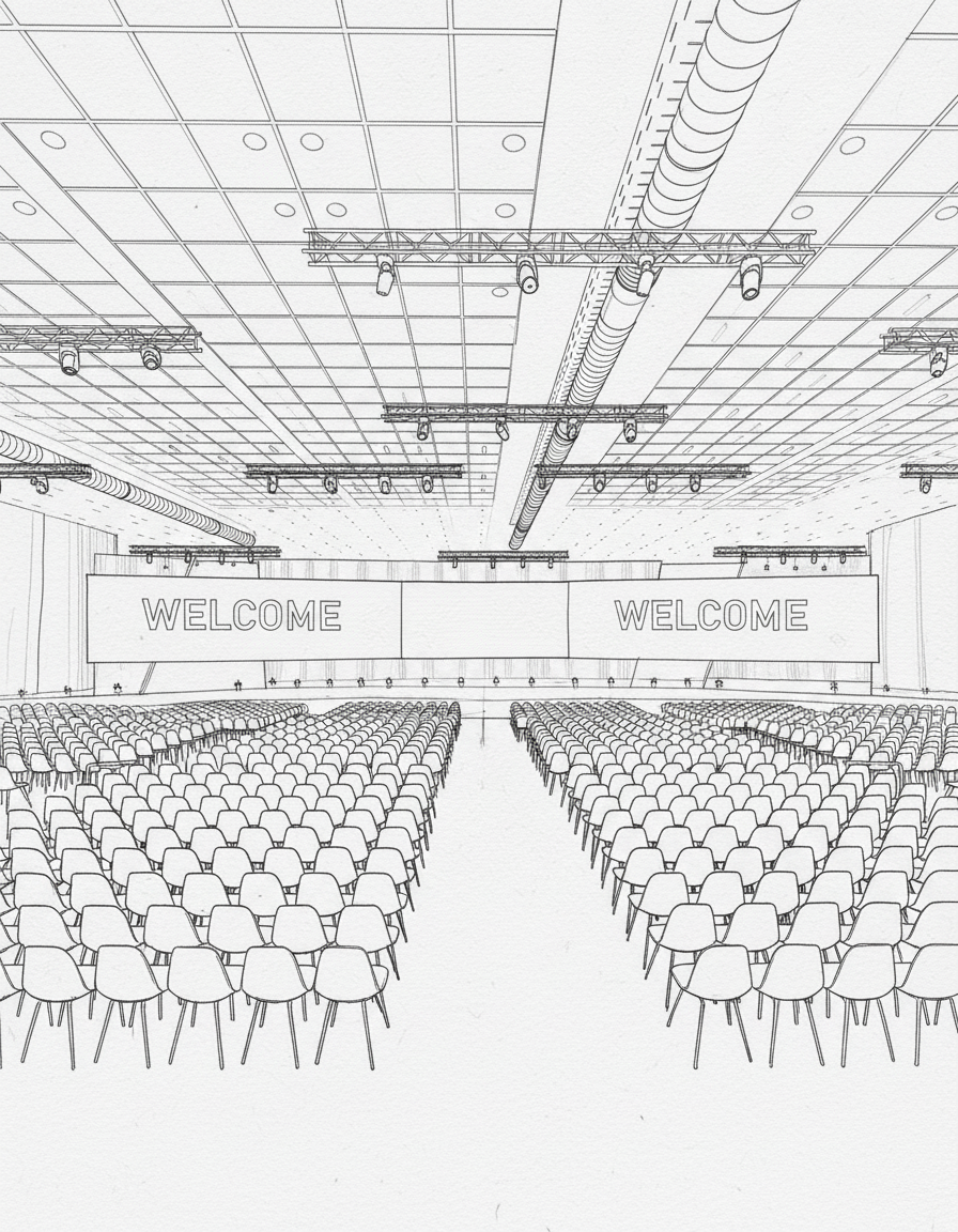 2D Pencil Drawing of a live event
