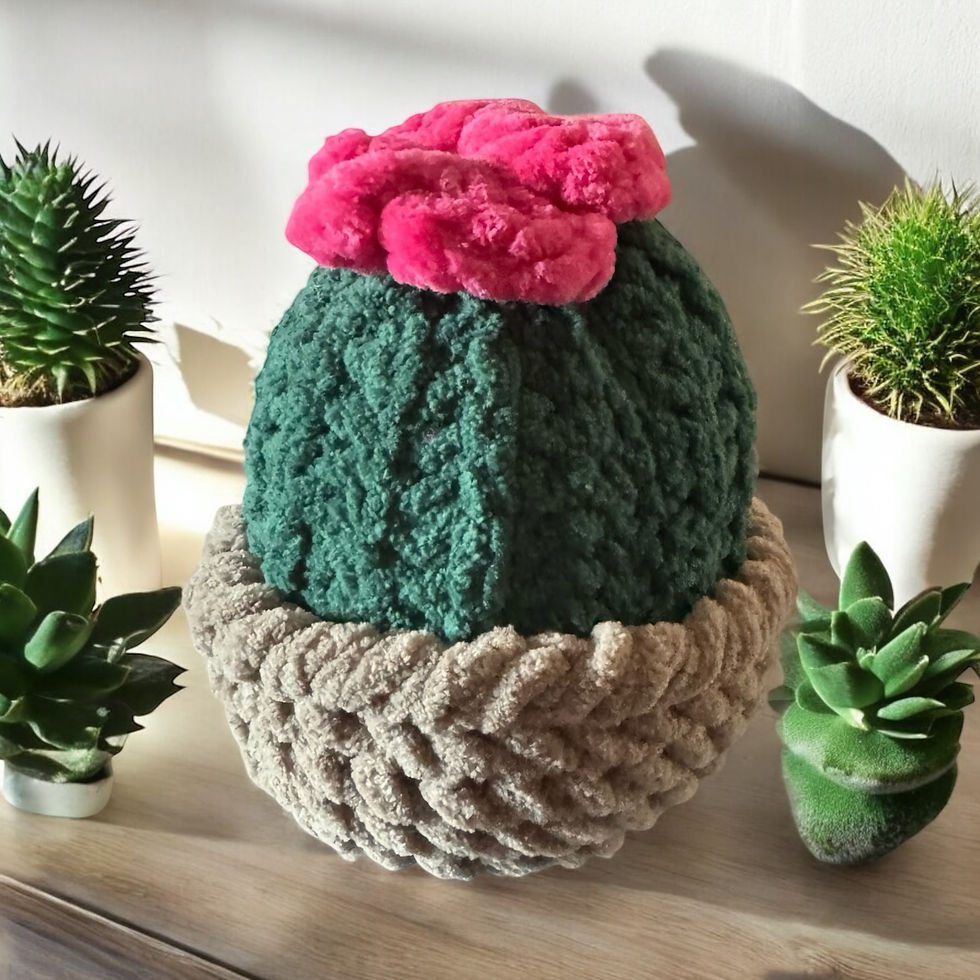 Crocheted Cactus in a basket