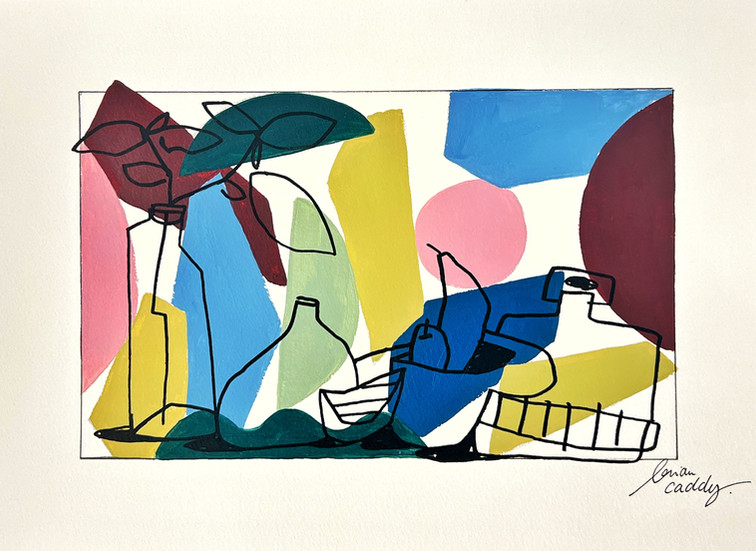 Brian CADDY - Exp 63, 2025   Acrylique et feutre gouache sur papier.   Oeuvre originale. Dimensions (hors cadre) : 30 x 21 cm   Oeuvre délivrée avec un certificat d'authenticité.