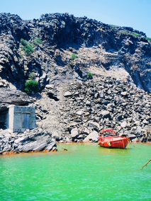 Greece, Santorini, Oia, caldera, Aegean Sea, white cliff side, boat day, black sand beach, volcano, hot springs, fishing boats