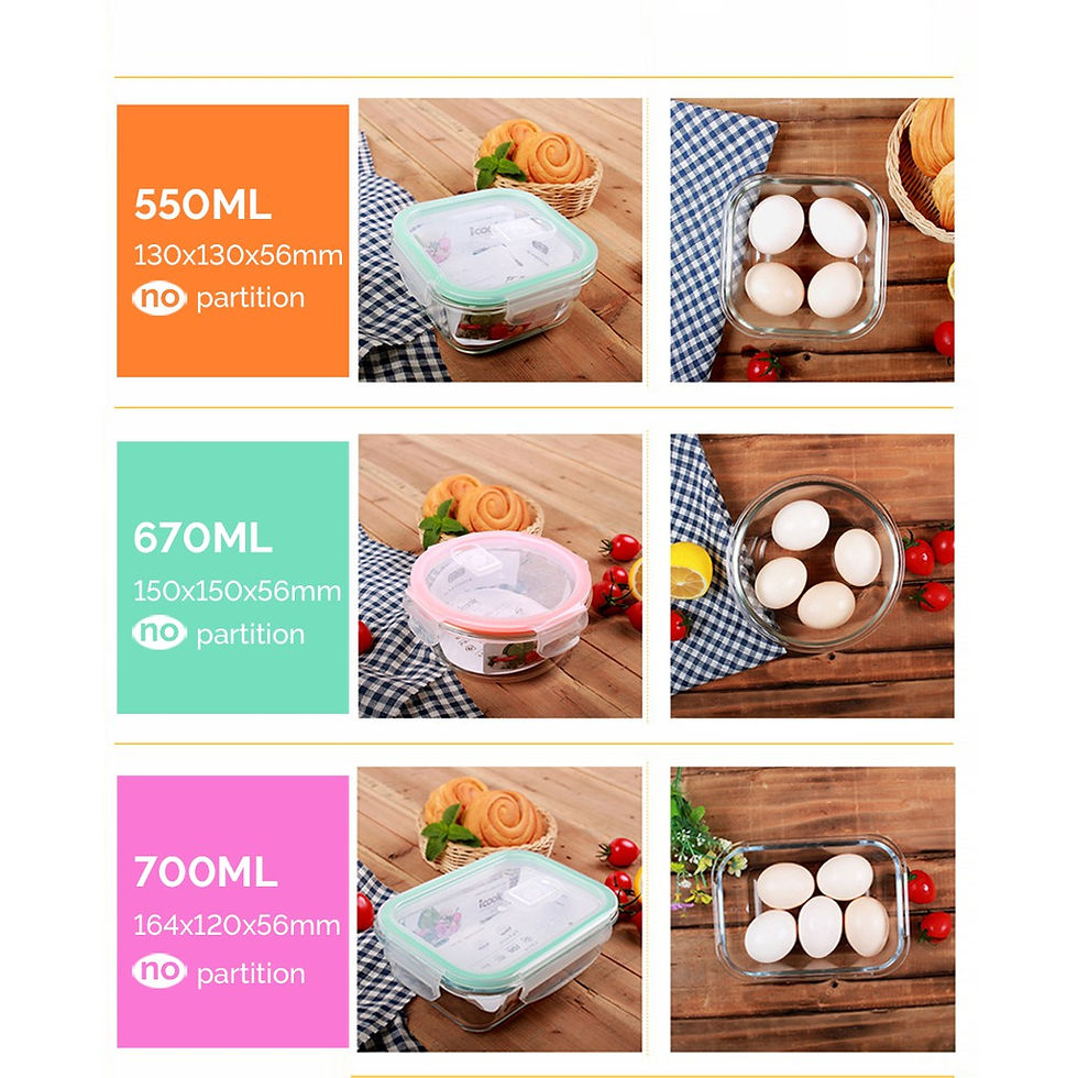 Thumbnail: Eco.Botato GLASS LUNCH BOX Middle Leakproof Microwave Safe Air Tight Eco Friendl