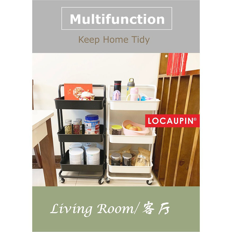 Thumbnail: Locaupin 3 Tier Trolley Storage Racks Office Shelves Book Shelving Toys Storage