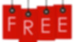 Red tags spell "FREE" in white letters. Black strings and circles accent the tags, creating a bold and eye-catching display.
