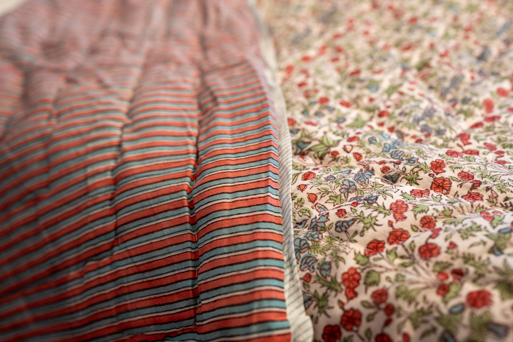 Hand-printed quilted bedspread