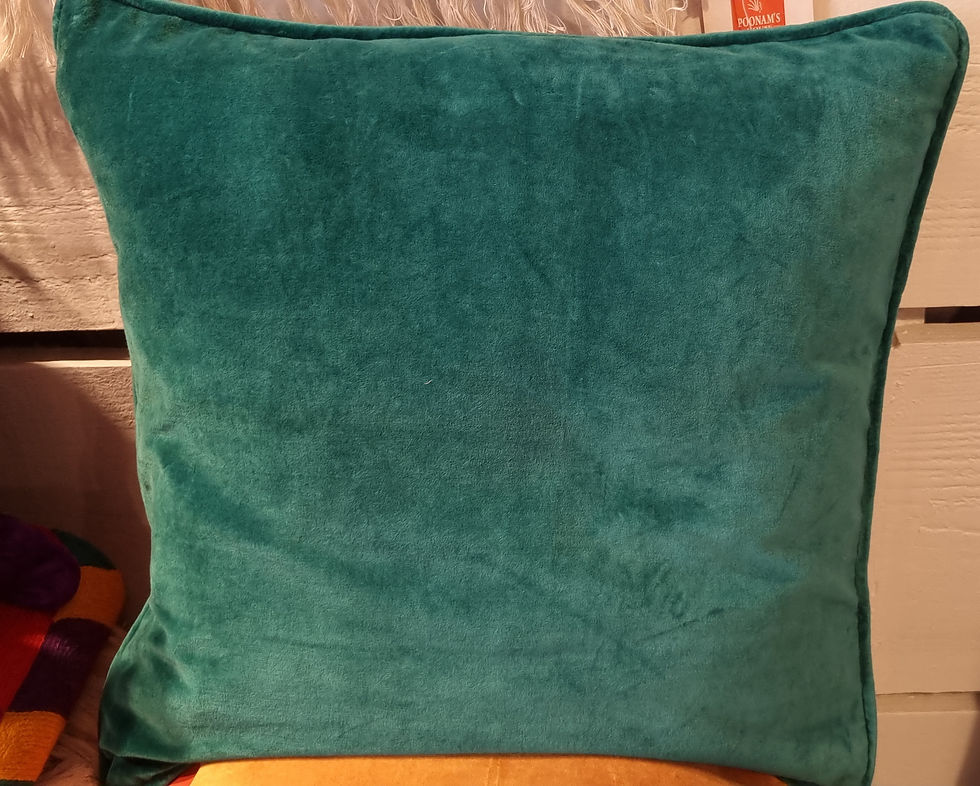 Miniature : Housse de coussin brodée à la main - bleu-vert