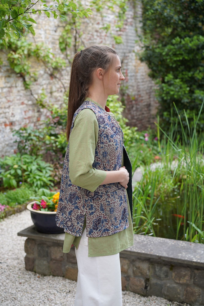 Miniature : Gilet réversible fleur indigo