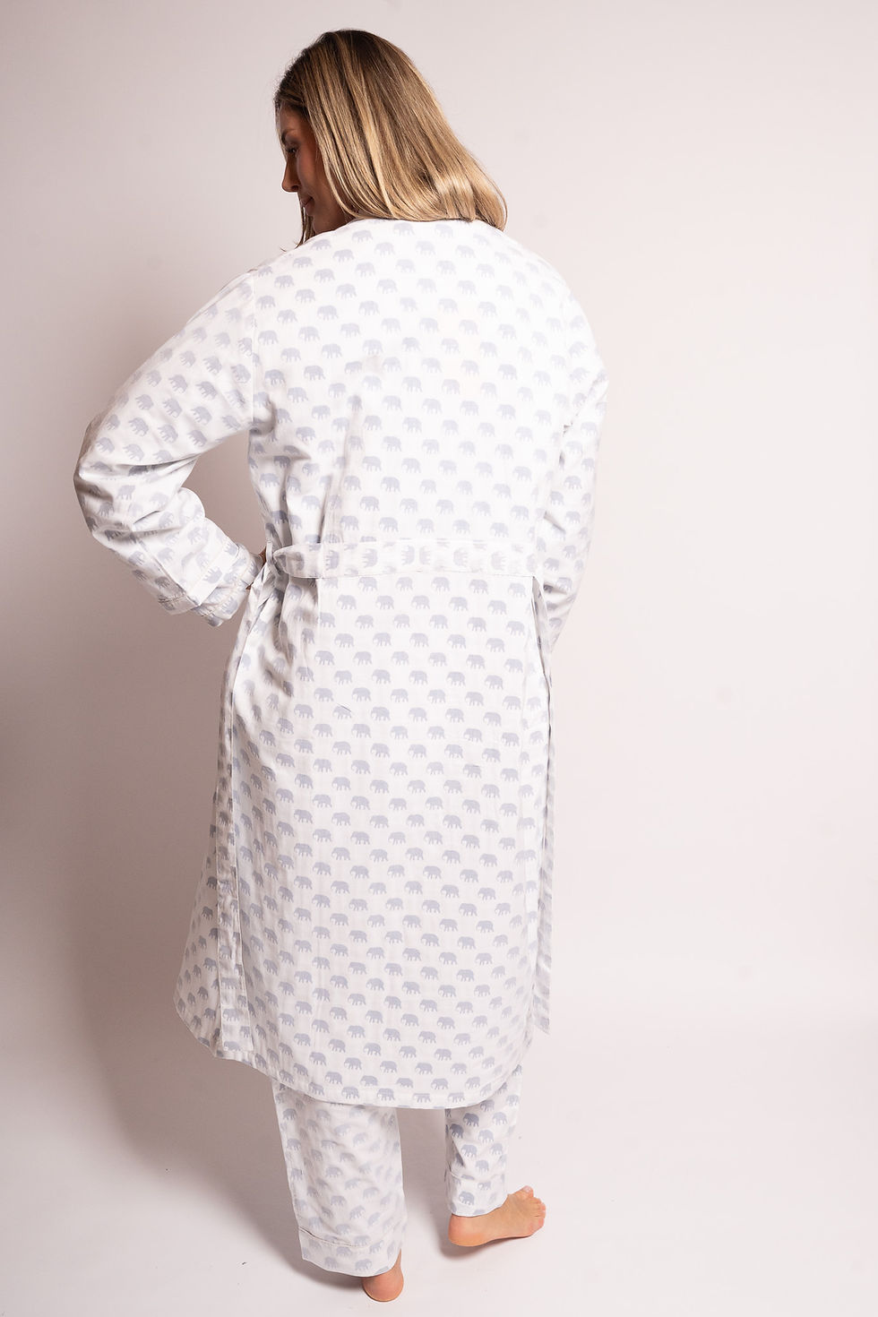 Miniature : Robe de chambre 3 couches elephants bleu