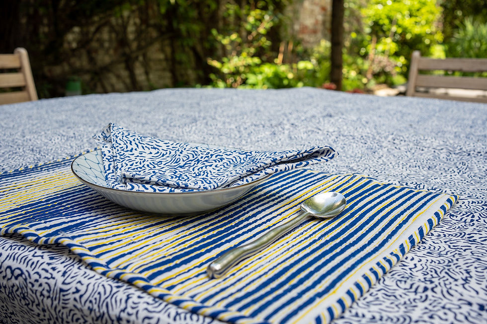 Thumbnail: Royal blue abstract design tablecloth