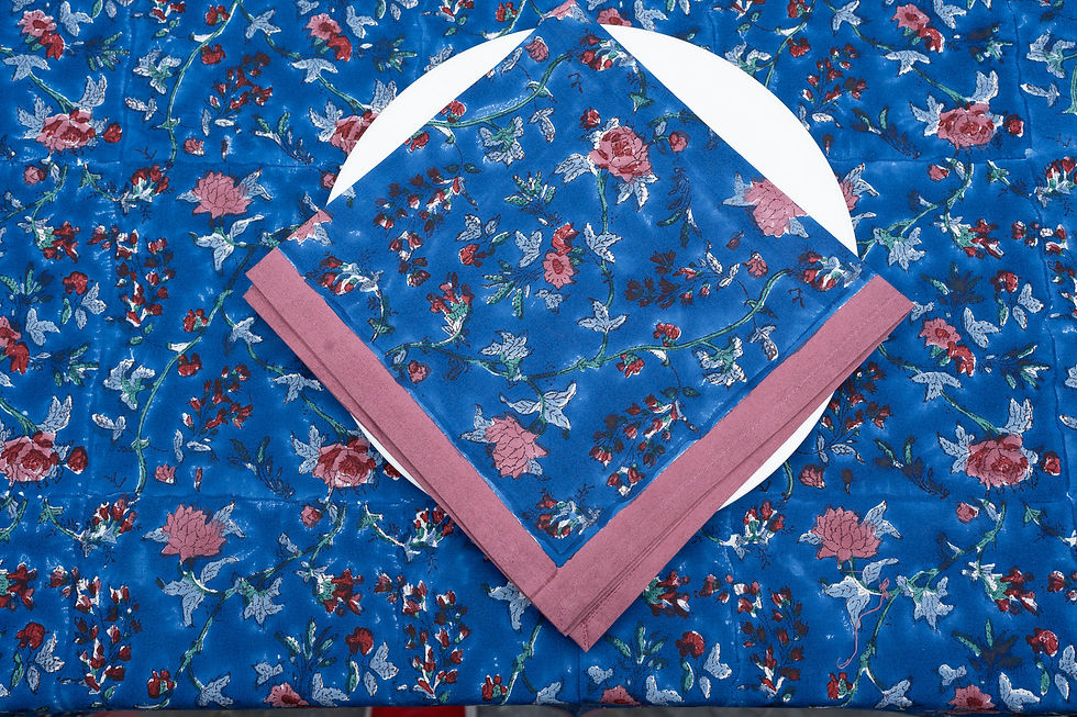 Thumbnail: Blue floral tablecloth