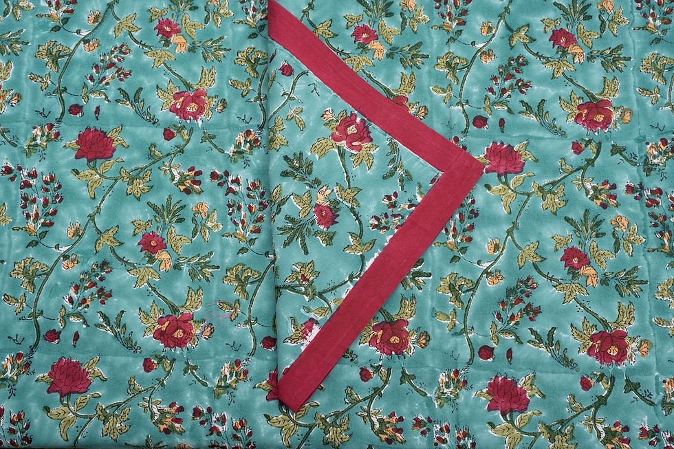 Thumbnail: Green floral tablecloth